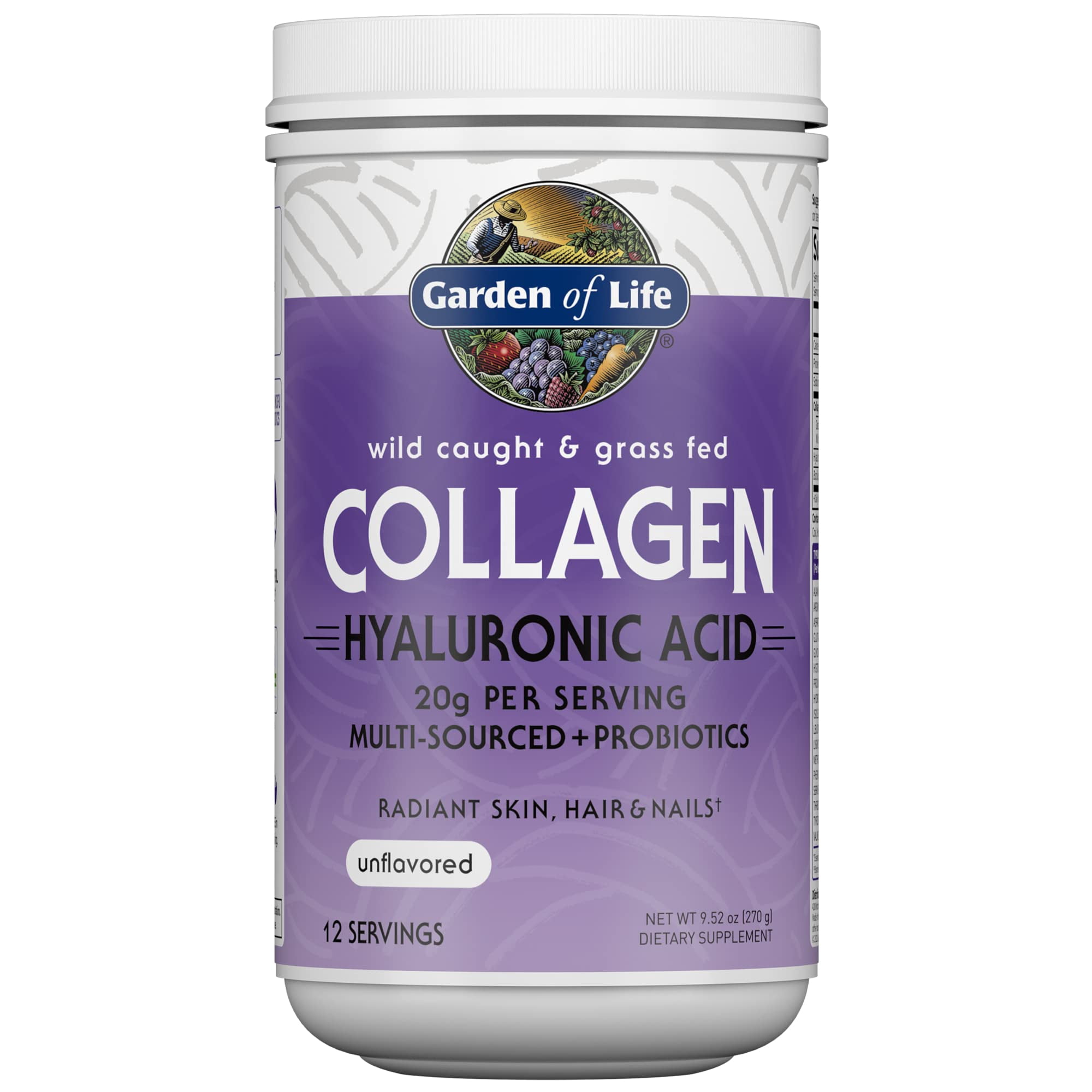Garden of Life Wild Caught & Grass Fed Collagen Hyaluronic Acid, 12 Servings