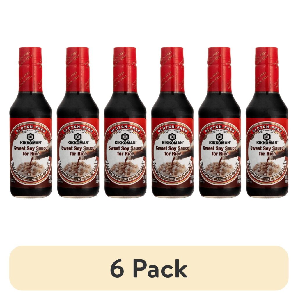 (6 pack) Kikkoman Gluten-Free Sweet Soy Sauce for Rice, 10 oz Glass Bottle