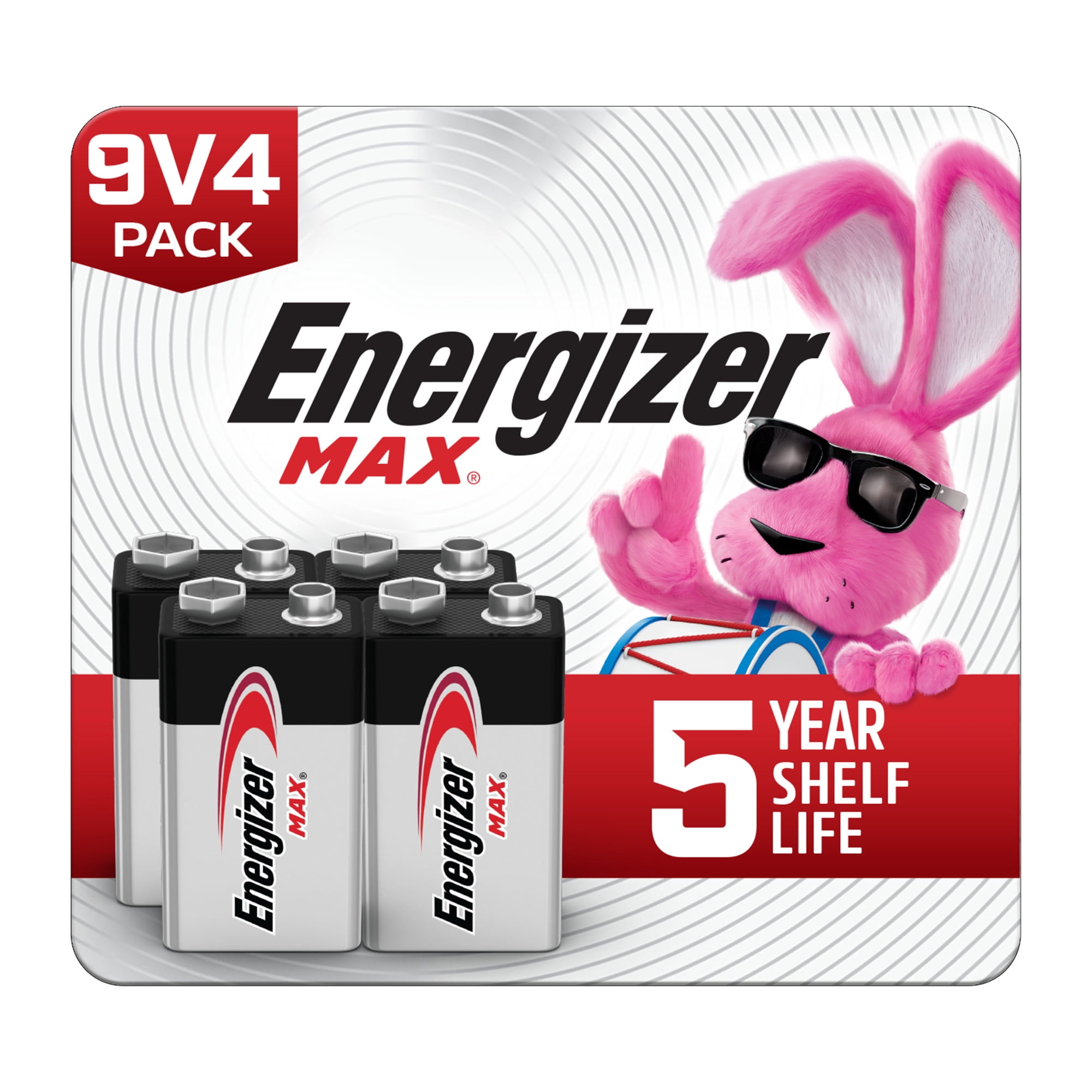 Energizer MAX 9V Batteries (4 Pack), 9 Volt Alkaline Batteries