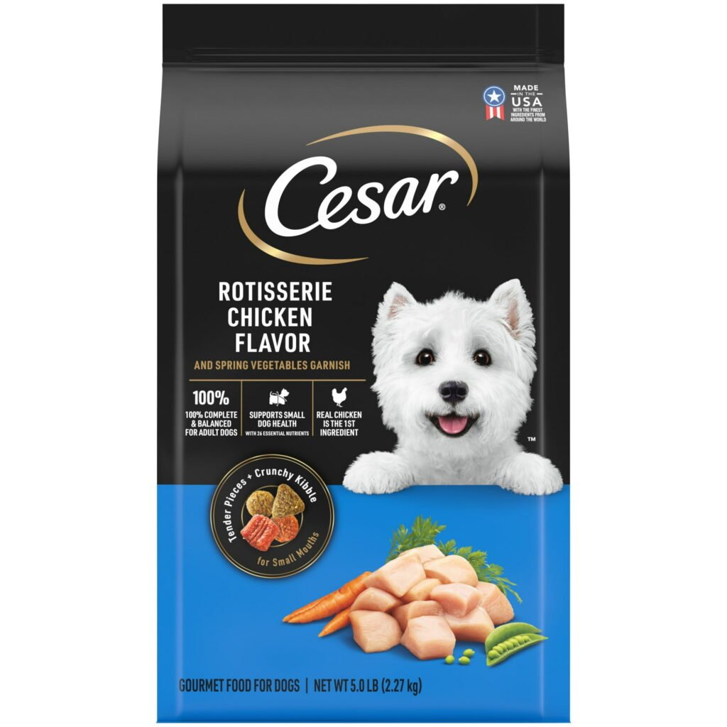 Cesar Dry Dog Food, Rotisserie Chicken Flavor and Spring Vegetables, Small Breed, 5 lb Bag