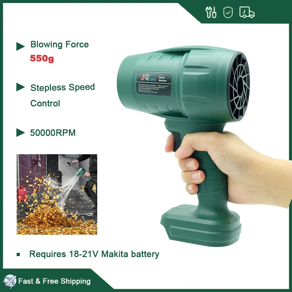Powerful Air Blower Turbo Fan with Thrust 550g to Cleaning Fallen Leaves, Snow and Sand Requires 18V Makita Battery