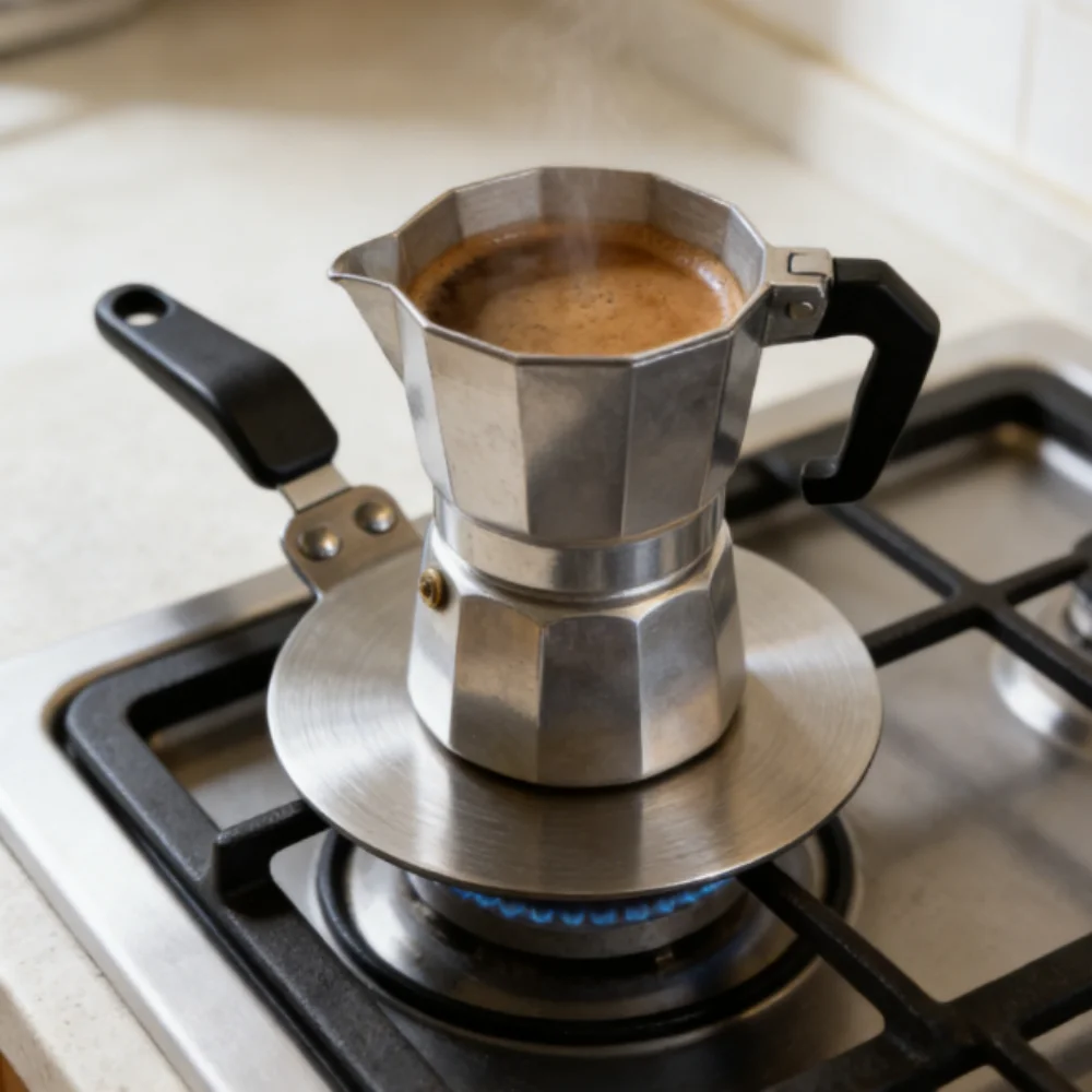 New Mocha Pot Heat Diffuser Plate - Ceramic Coffee Pot/Glassware Heat Conductive Disk for Induction Cooktop, Outdoor Stainless