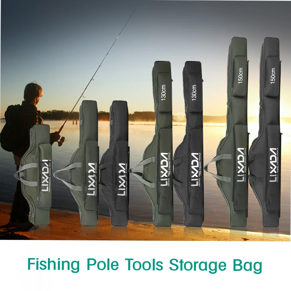 Fishing Bag Portable Folding Fishing Rod Reel Bag Fishing Pole Gear Tackle Tool Carry Case Carrier Travel Storage Bag Organizer
