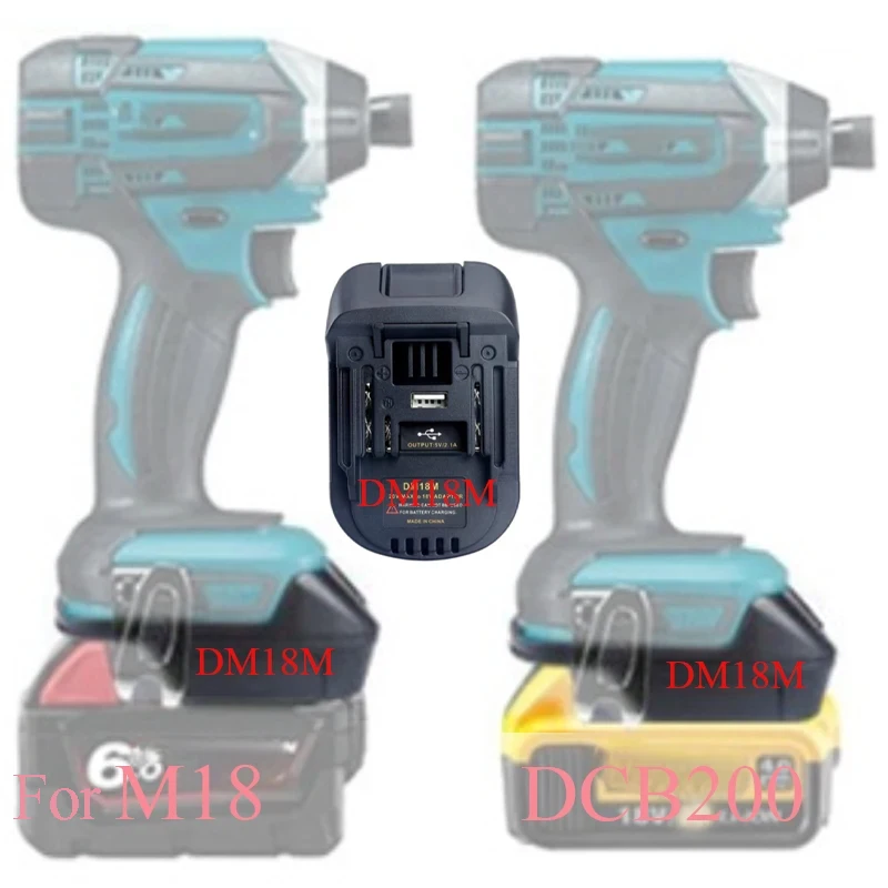 DM18M Converter Adapter For Milwaukee For M18 For Dewalt 20V Li-ion Battery For Makita 18V Power Tools USB Power Bank Charger