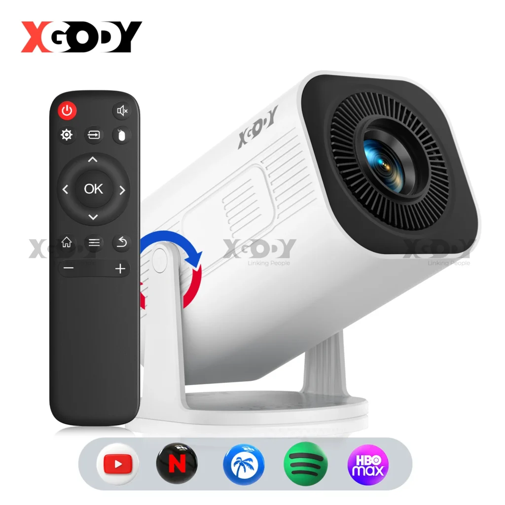 XGODY 300 ANSI 4K Projector Mini Projector Smart Android Keystone Correction Beamer Projectors BT5.4 WIFI6 Home Cinema Portable