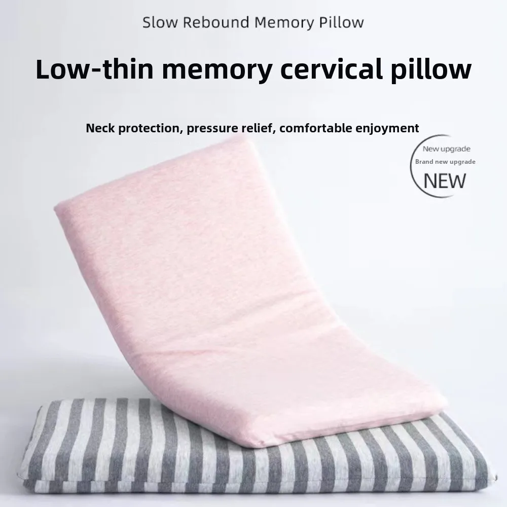 Memory Foam Pillow Ultra Thin Soft Cervical Support Neck Pain Relief Sleep Aid Posture Corrector Low Profile Back Support
