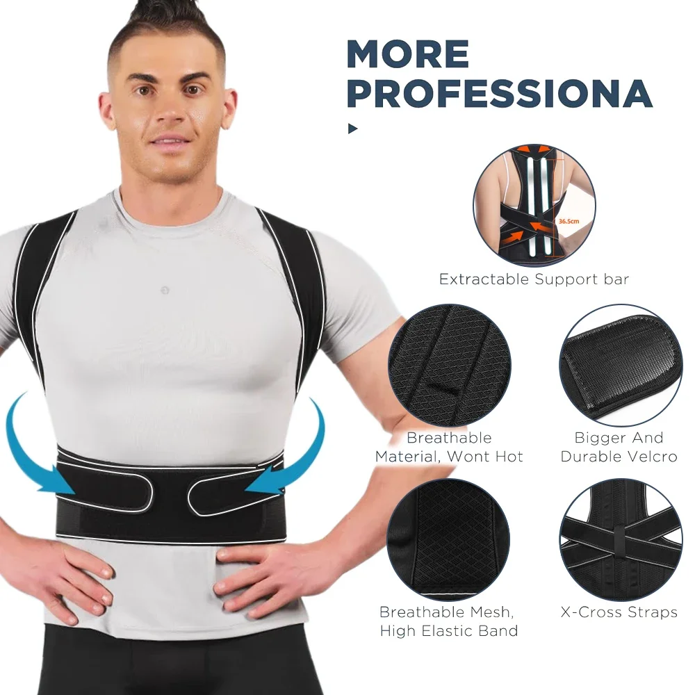 1PCS Back Brace Posture Corrector for Women Men - Adjustable Full Back Support - Lumbar Backs Posture Corrector for Pain Relief
