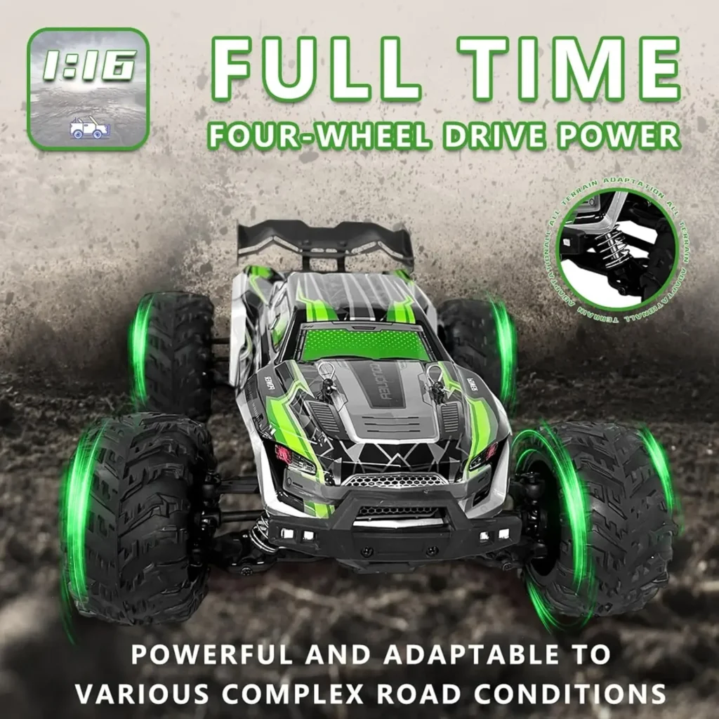 "1:16 4WD RC Car (50km/h): LED Lights, Off-road High-Speed Drift. For Boys & Off-road Fans. Monster Truck Toy – Christmas & New