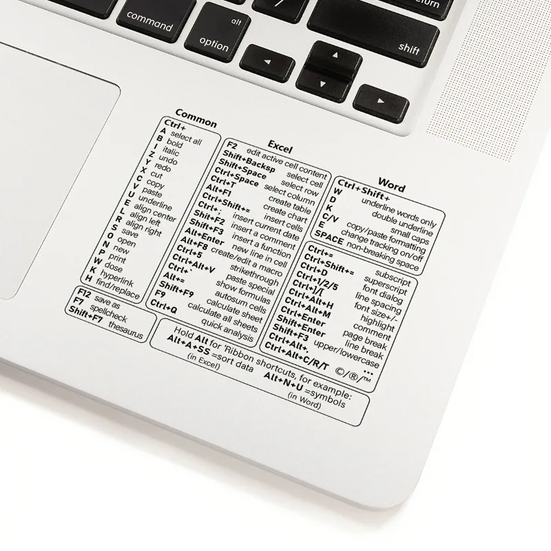 Keyboard Shortcut Stickers, Self-Adhesive Vinyl Decals for Windows Excel Word, Quick Reference Hotkey Labels for Laptop Desktop Computer, Office Gift