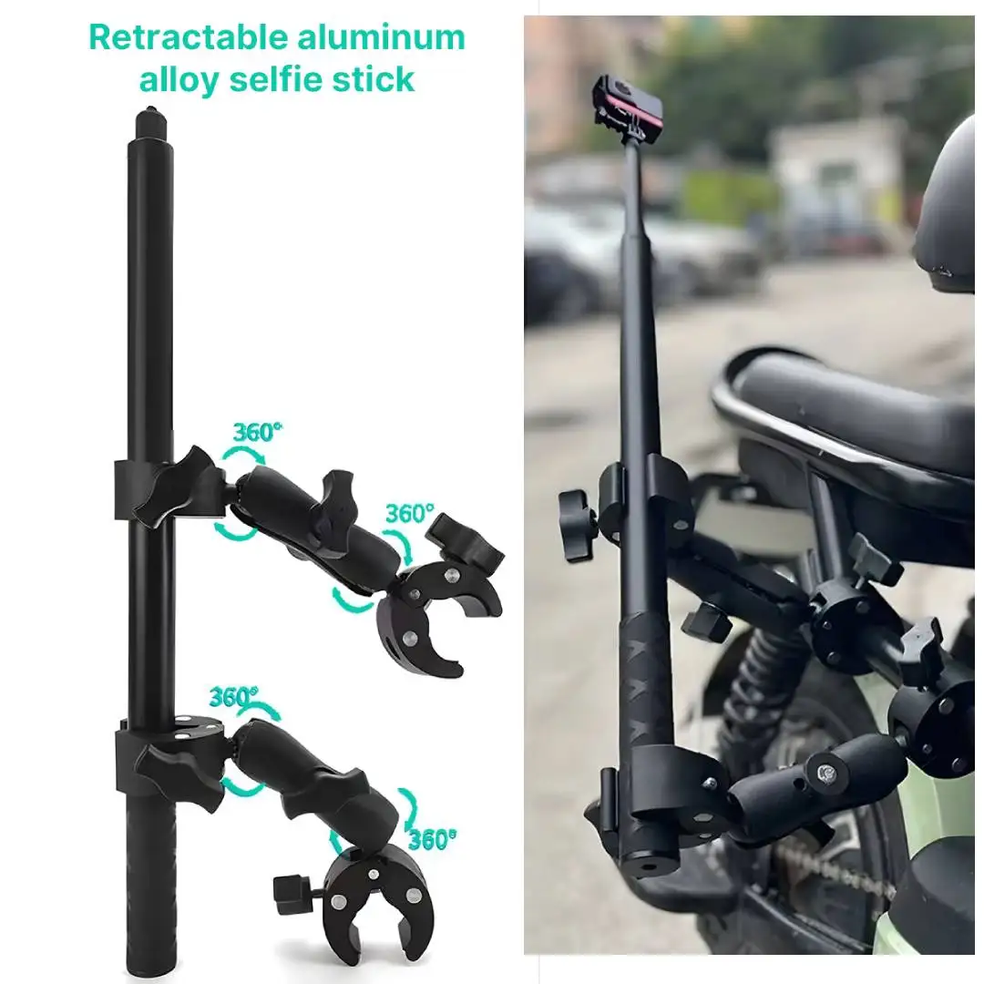 Double Head Clamp Kit For Insta360 One X2 X3 Motorcycle Bicycle Double Clip Bracket for GoPro 11 10 9 Action Camera Accessories