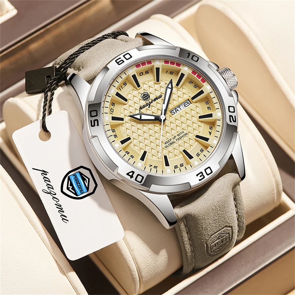 PAAZOMU Man Luxury Brand Watch Waterproof Luminous Date Week Men's Quartz Wristwatch Stainless Steel Fashion Sports Men Watches