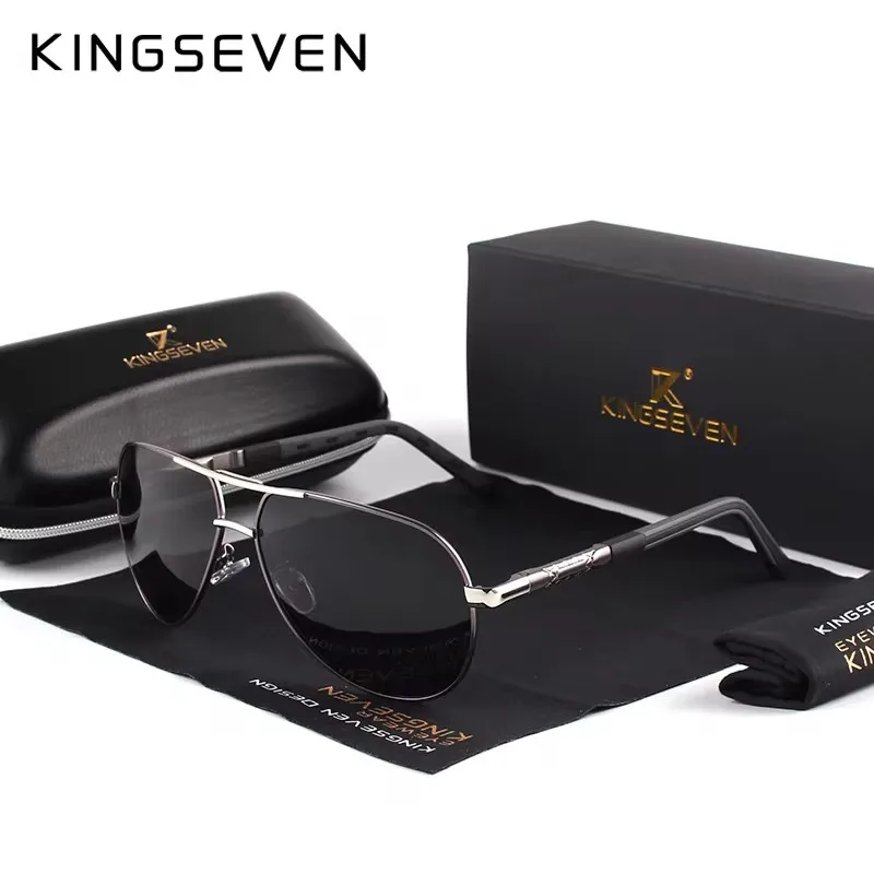 KINGSEVEN Men Vintage Aluminum Polarized Sunglasses Classic Brand Sun Glasses Coating Lens Driving Eyewear For Men/Women