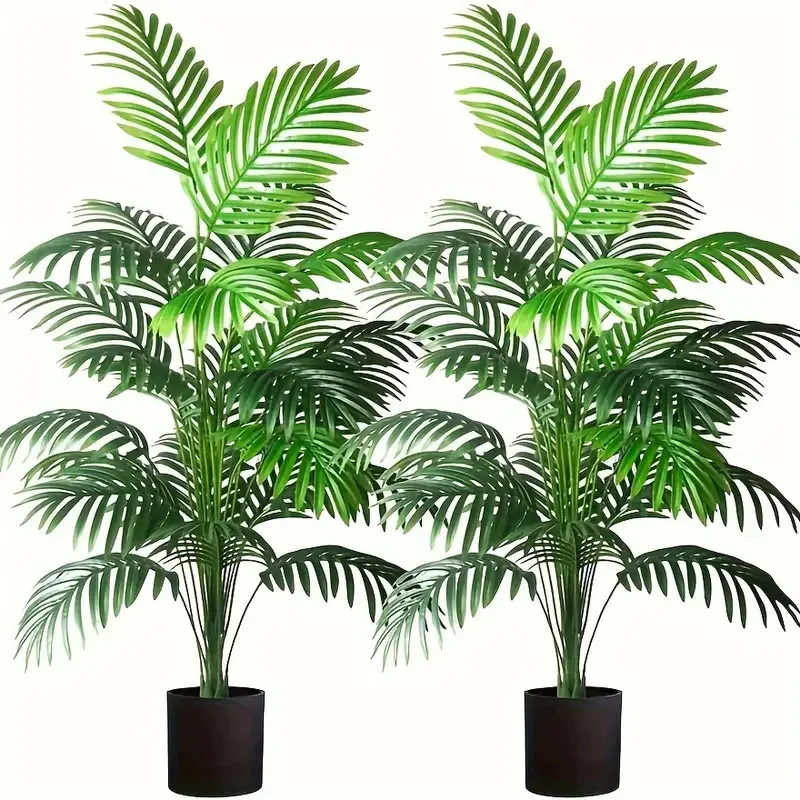 24 Leaves Areca Palm Artificial Plants Trees in Pot Plastic Green Fake Plant Tree Bonsai for Room Home Indoor Outdoor Decoration