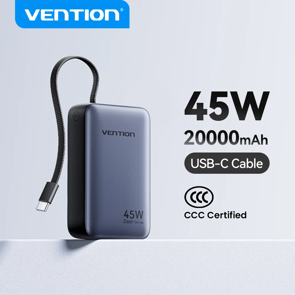 Vention CCC 45W 20000mAh Power Bank Fast Charging Portable Charger for iPhone 18 Pro Max Samsung Galaxy Battery 3C Powerbank
