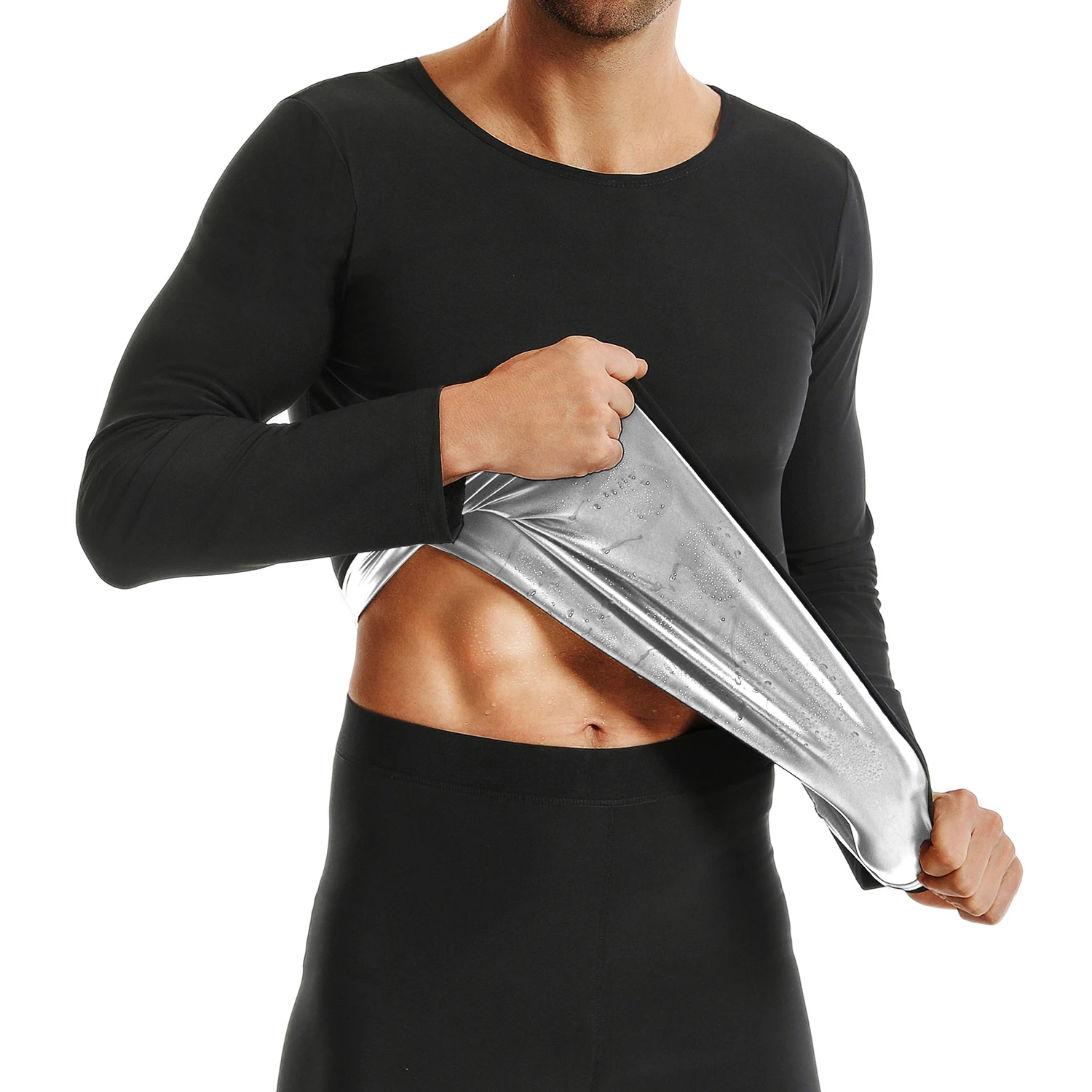 1pc Sauna Shirt For Men Long Sleeve Sweat Body Shaper Top T-Shirt Body Shaper Shirts For Workout Sports Exercise