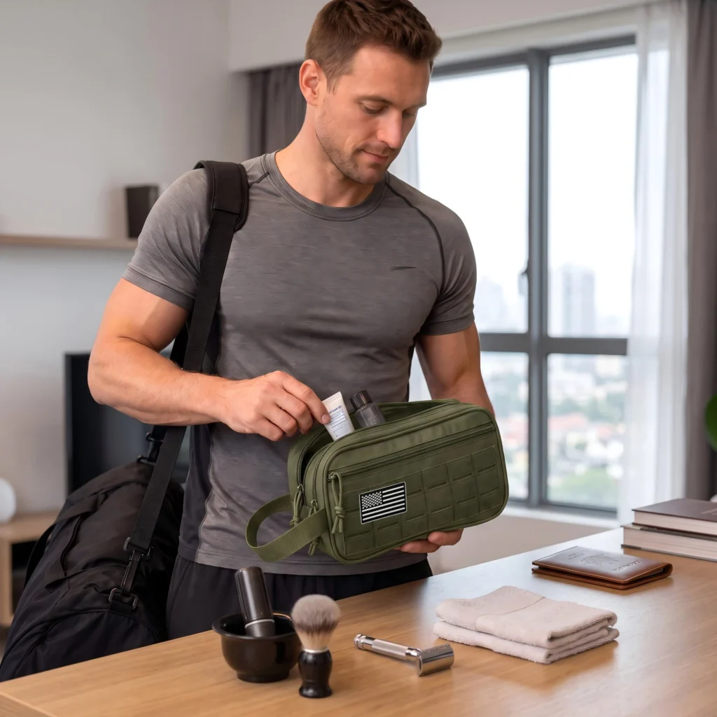 Tactical Travel Toiletry Bag For Men Women Outdoor Hygiene Organizer Bag Molle Attachment Tool Pouches Hanging Small Dopp Kit Mens Shaving Kit Shower Bag For Camping Fishing Hiking Gym Multi Purpose Outdoor Wash Gear Storage Bag