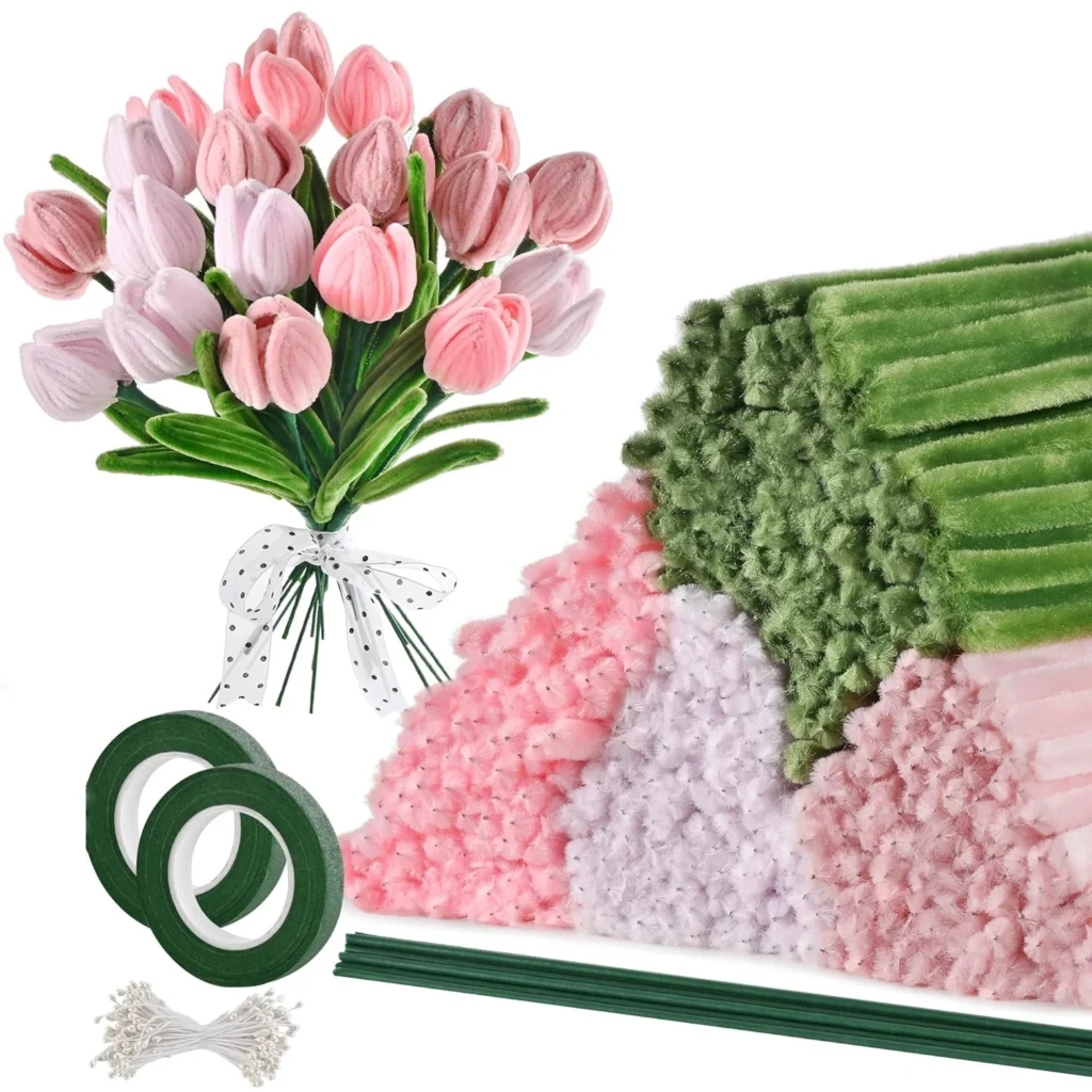 572Pcs Pipe Cleaners Craft for Flowers, 4 Assorted Colors Pipe Cleaners Bulk for Arts and Crafts Supplies