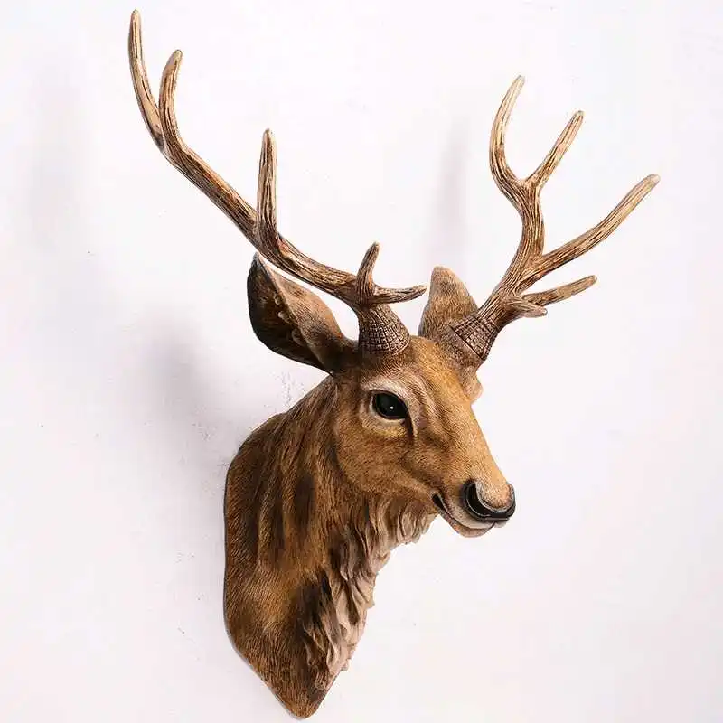 Faux Deer Head 17 inch Faux Animal Head Wall Dรฉcor Handmade Farmhouse Dรฉcor Rustic Wall Decor Deer Antlers Head Statue Resin Art