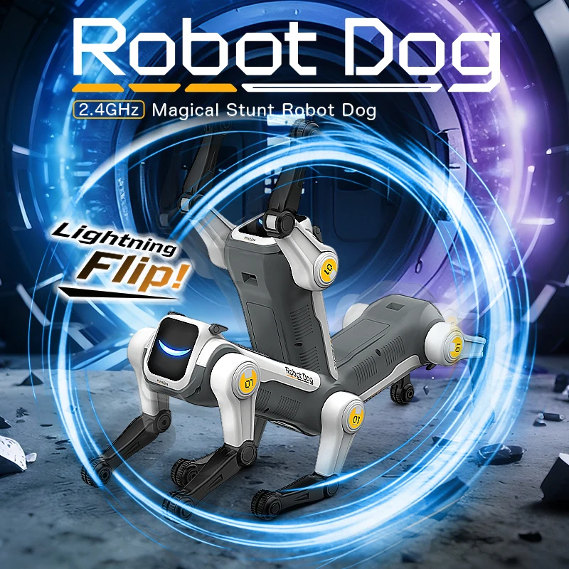 Electric Pet Dog Toy, Rolling Stunts, Programmed Dance, Voice Command Interaction, Smart Robotic Dog Toy, Children Birthday Gift
