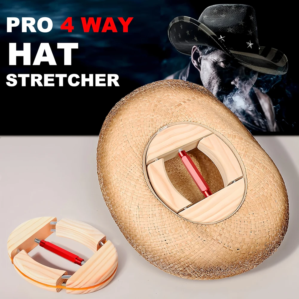 Repacego 4-Way Adjustable Wooden Hat Stretcher Cap Shape Maintainer Premium Fedora Hat Rack for Storage Cowboy Baseball Holders