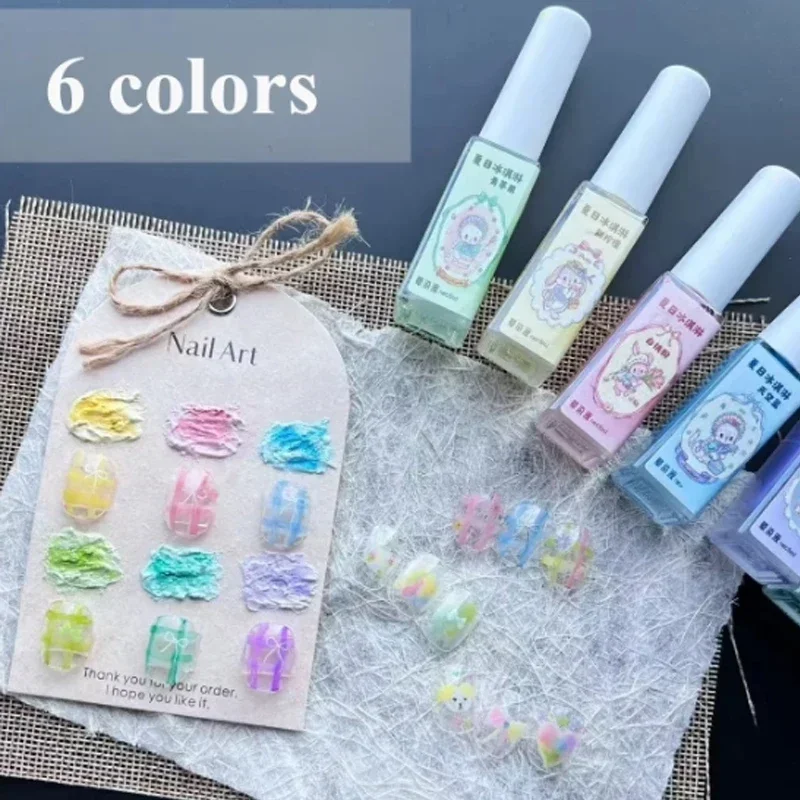 6ml Nail Art 6 Colors Summer Ice Cream Nail Dye Solution Creative Nail Pattern DIY Design Dye Solution Women Nail Decoration