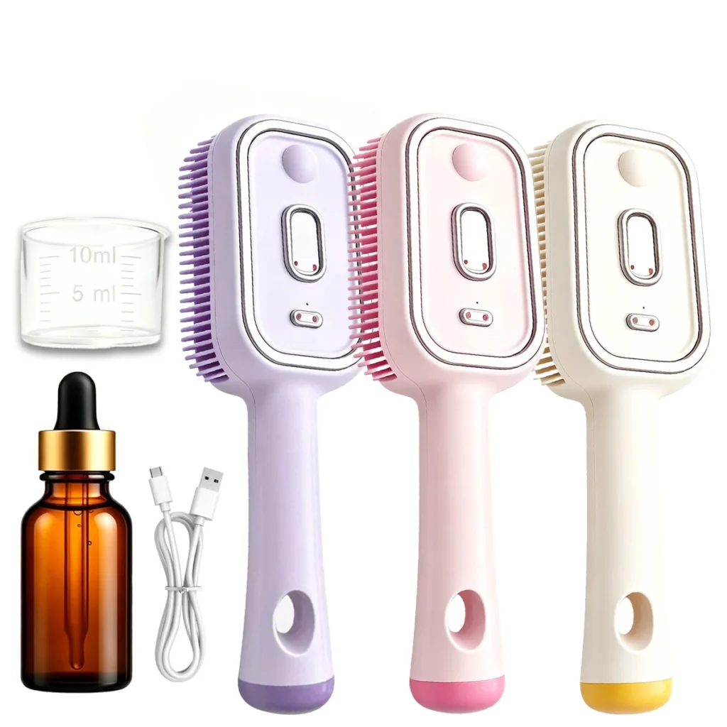 2026 New Electric Spray Air Cushion Massage Hair Brush Steaming Hair Straightener Brush Hairdressing Steam Brush with Hair Oil