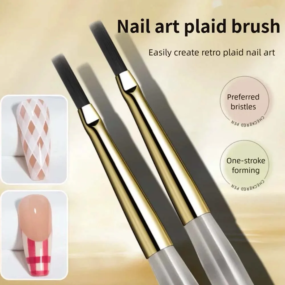 1/2PCS French Plaid Nail Art Brushes Set - Line Grid Pattern Drawing Pen for DIY UV Gel Extension Painting Supplies 2030