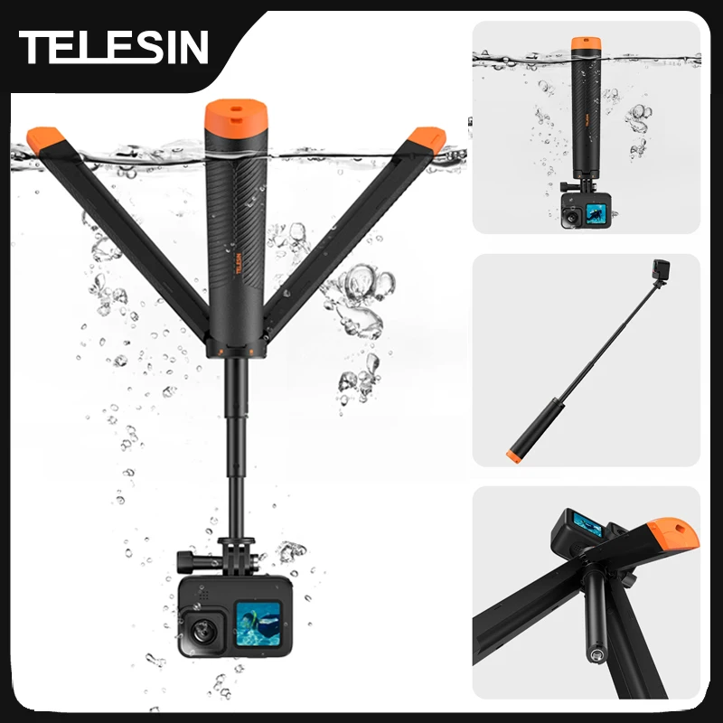 TELESIN Underwater Buoyancy Bar Diving Extendable Selfie Stick Tripod For Gopro Insta360 DJI OSMO Action Camera Accessories