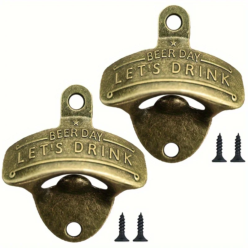 1/2/5/10pcs Vintage Bottle Opener Beer Day Retro Bottle Opener Wall Mounted for Pub BBQ DIY Solid Beer Opener Kitchen Gadgets