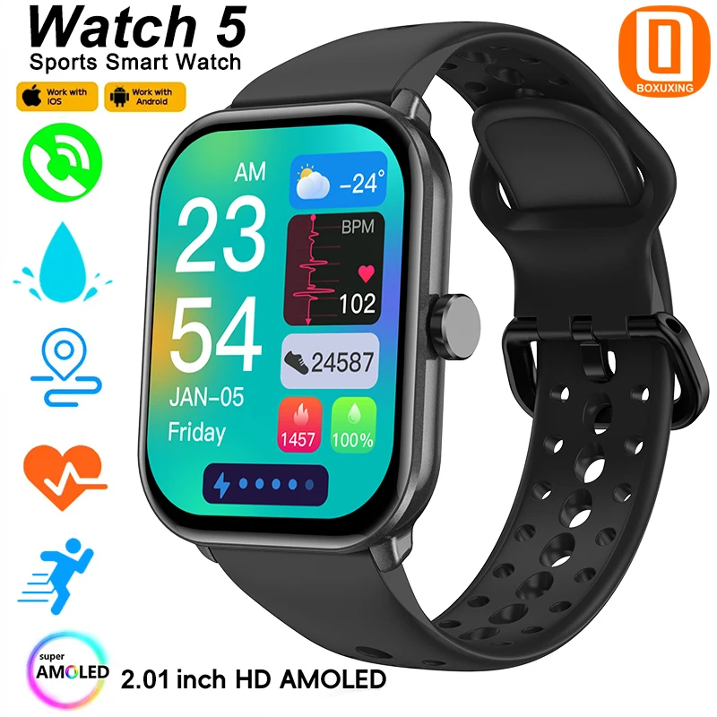 For Xiaomi Watch 5 Global Version Sports Smart Watch Men Women HD AMOLED Screen Heart Rate Call GPS Track Waterproof Smartwatch