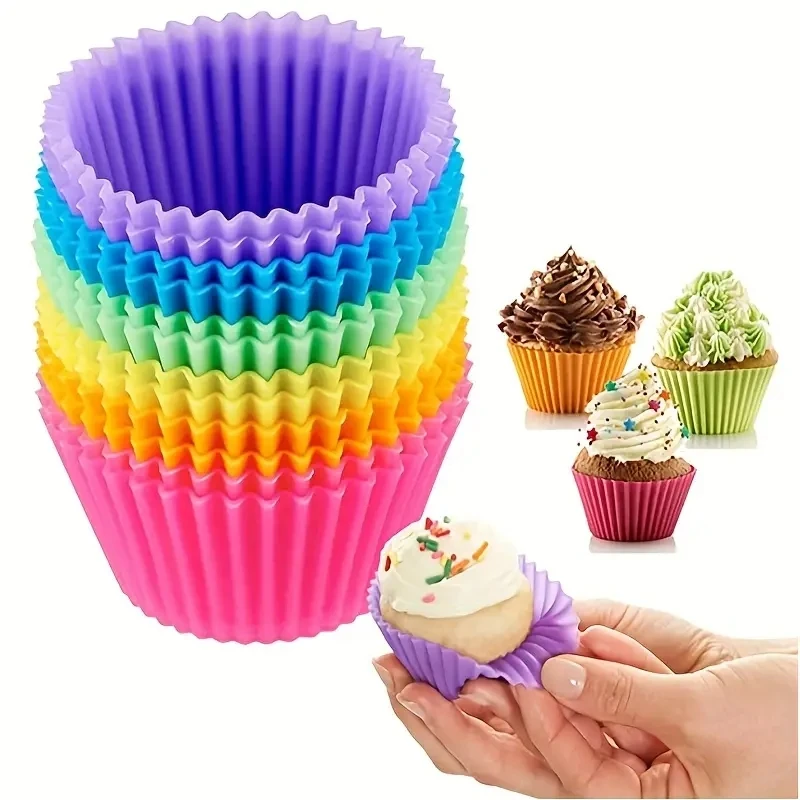 Silicone Cake Mold Round Heart Shape Muffin Cupcake Baking Molds Home Kitchen Bakeware Baking Cups BPA Free Kitchen Gadgets 