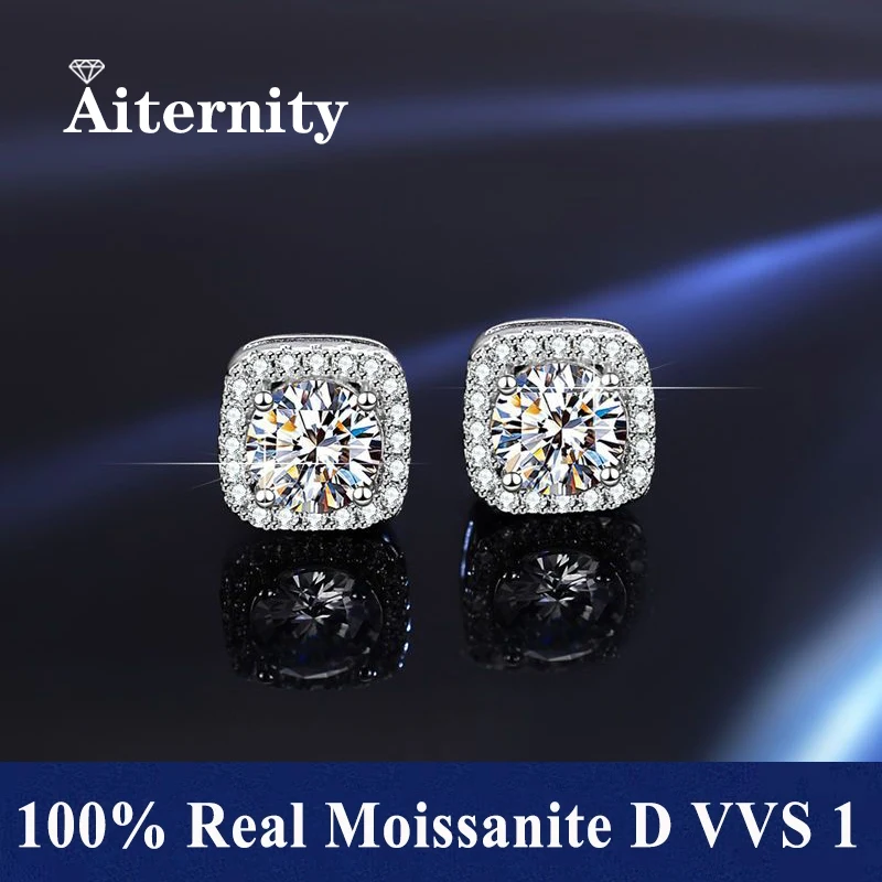 Promotion Moissanite Earrings for Women Pass Diamond Tester Pen 100% With Certificate Ear Studs 925 Sterling Silver Fine Jewelry