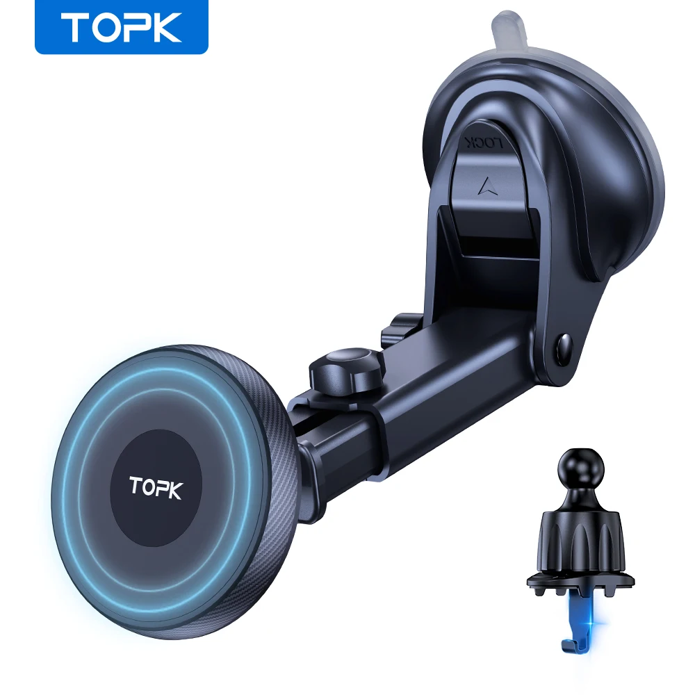 TOPK Universal Car Phone Holder Magnetic for Magsafe 360° Rotation Car Mount for Air Vent & Dashboard Windshield for All Phones
