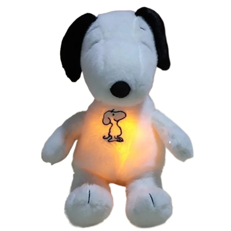 2026 New Breathing Soothing Snoopy white dog Plush Doll Sleeping Companion Music and Light Doll Sensory Stuffed Toy Kids Gifts