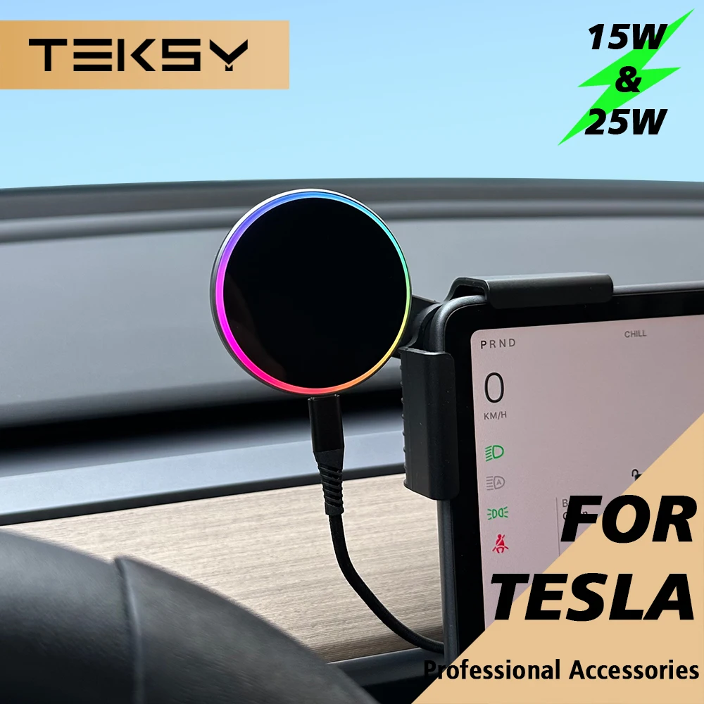 Car Phone Mount Holder 15W and Qi2.2 25W Magnetic Wireless Charger Compatible with MagSafe for Tesla Model Y 3 JUNIPER 2026