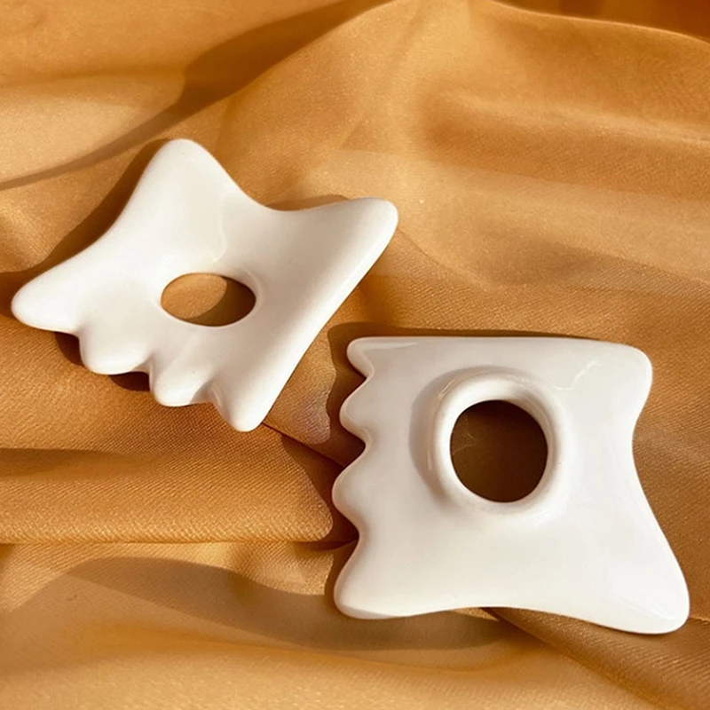 SX 1pc New Ceramic Gua Sha Board Anti Aging Facial Skin Care Reducing Dark Circles Removal Wrinkle Ceramic Facial Scraping Tool