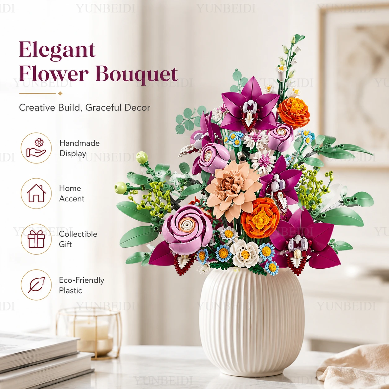 Artificial Rose and Lily DIY 3D Flower Arrangement Set 3D Eternal Flower Model Collection Valentine's Day Gift Home Decoration