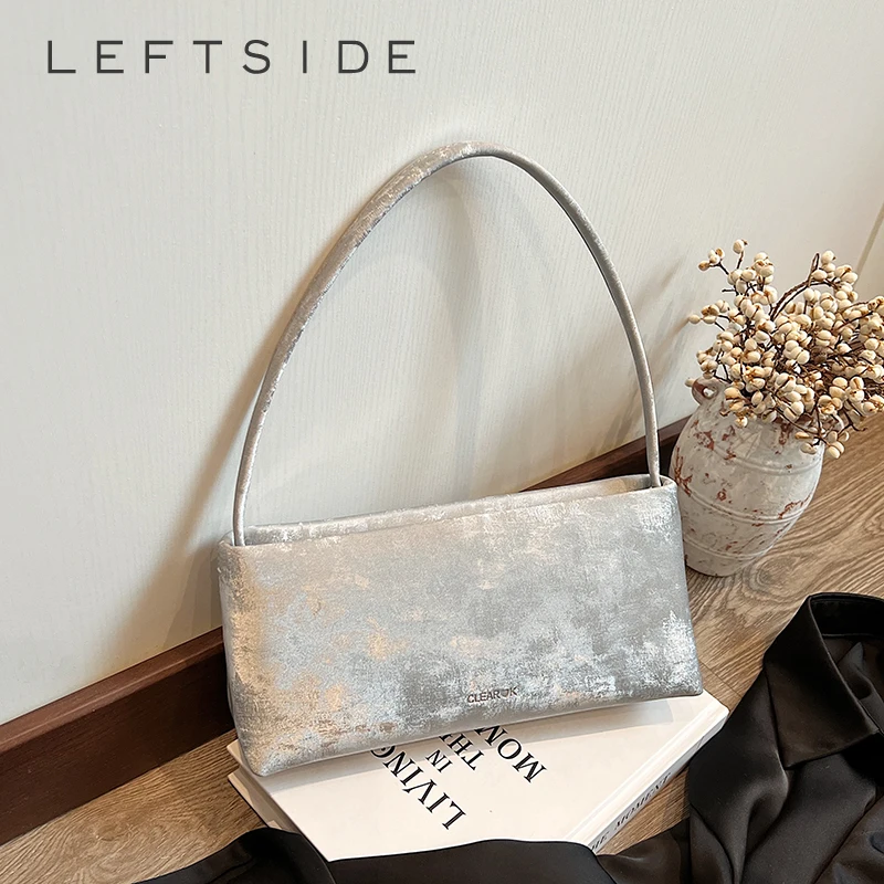 LEFTSIDE Women Small PU Leather Design Square Underarm Shoulder Bag 2025 New Trendy Crossbody Bag Female Handbags and Purses