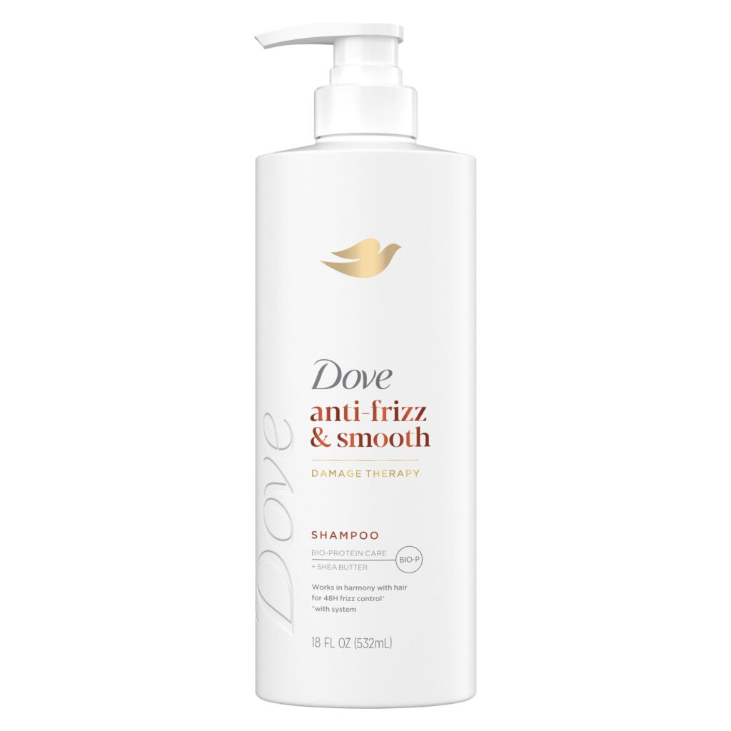 Dove Shampoo for Frizz-Prone Hair Anti Frizz & Smooth with Bio-Protein Care Technology and Shea Butter, 18 Fl Oz