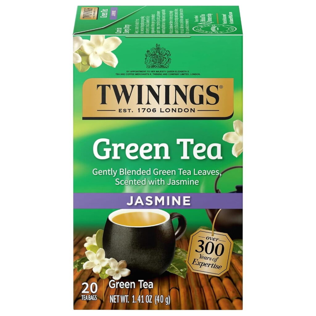 Twinings Green Tea with Jasmine Tea Bags, Naturally Caffeinated, Floral & Smooth, 20 Count