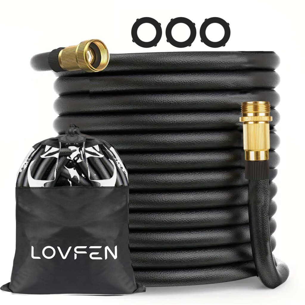 Lovfen Garden Hose 150 FT, Retractable Lightweight No Kink, Durable Expandable Water Hose For Outdoor Watering, Car Wash, Lawn & Yard Pet Cleaning