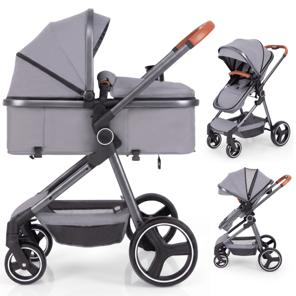OLAKIDS 2 in 1 High Landscape Convertible Baby Stroller, Newborn Reversible Pram, Foldable Pushchair with Adjustable Canopy, Aluminum Structure, 5-Point Harness for Infant Toddler