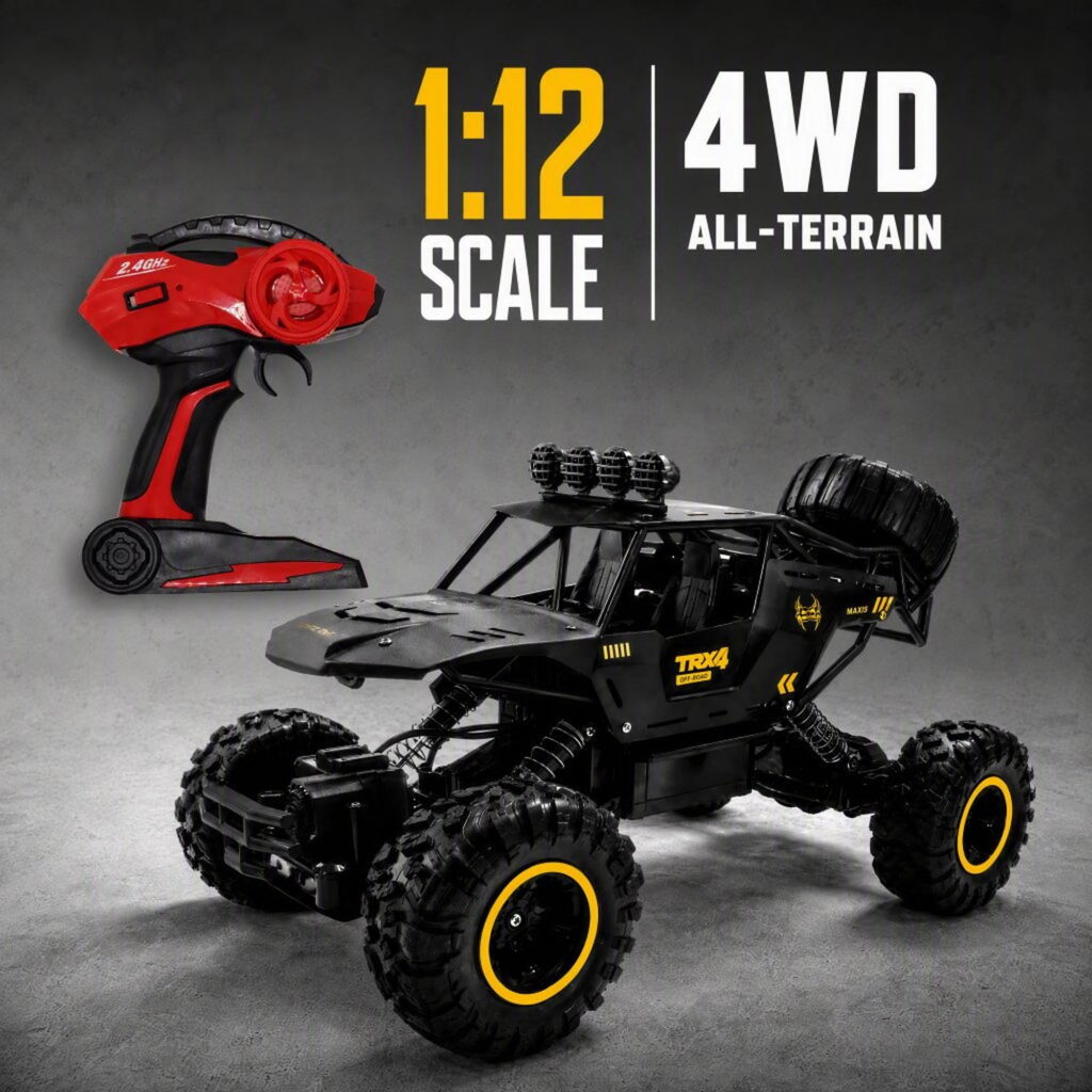 Doulami RC Car, 1:12 Scale 4WD Remote Control Car, Alloy Body with Shock Absorbers 2.4GHz, LED Light for Night Play Rechargeable Battery, RC Toy Gift for Kids Adults Birthday Christmas