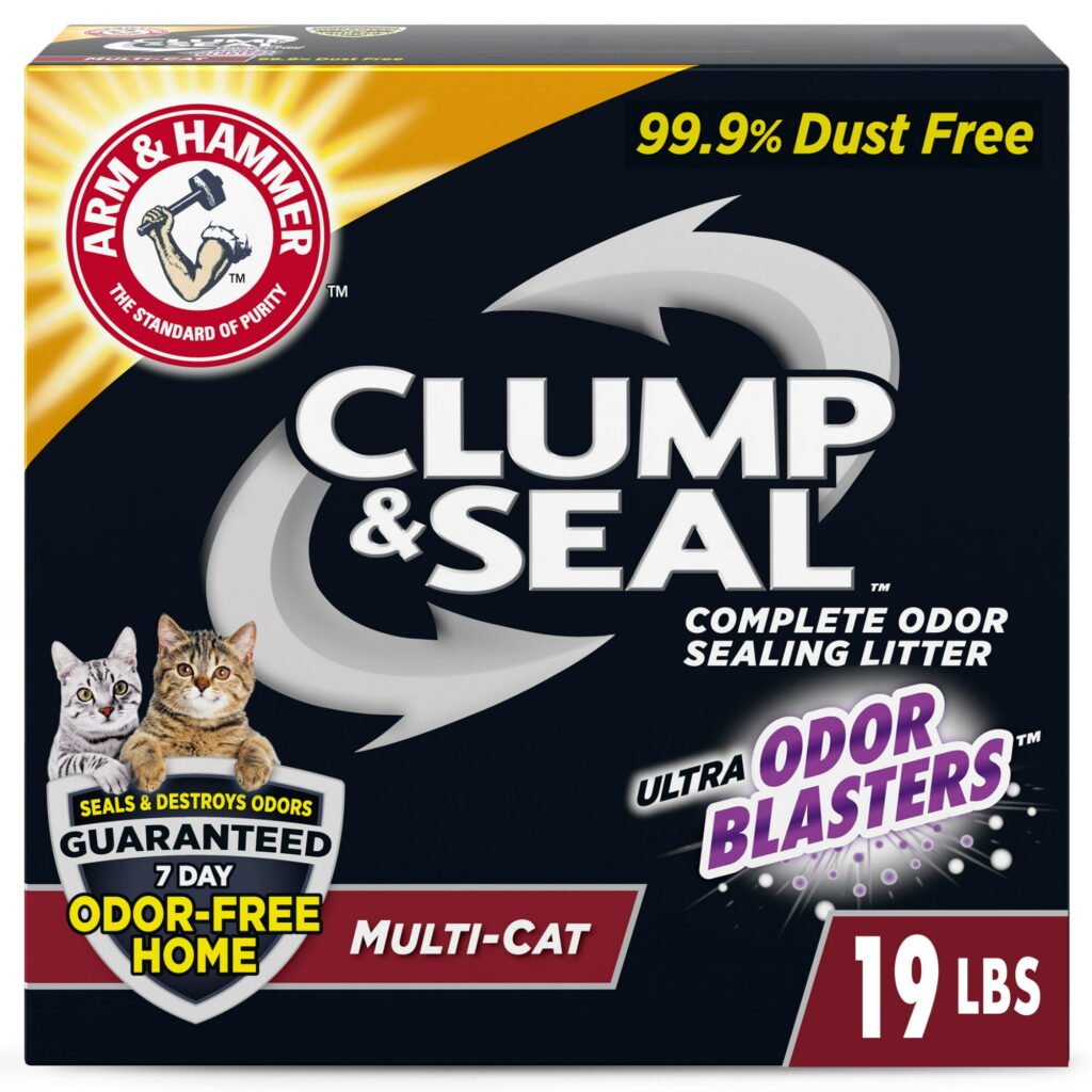 ARM & HAMMER Clump & Seal Cat Litter with Ultra Odor Blasters, Multi-Cat Formula, Scented, 19 lbs