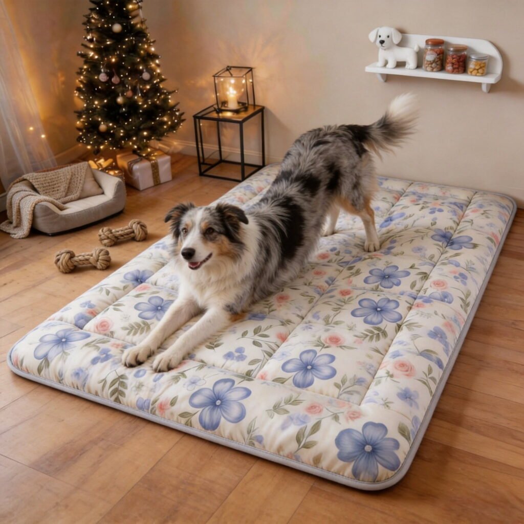 Oversized Grid Dog Bed Dopamine Color Soft Anti-Slip Washable Pet Sleeping Pad Warm Cool Four Seasons Pet Mattress for Large Dogs Home Garden Rest Play Use