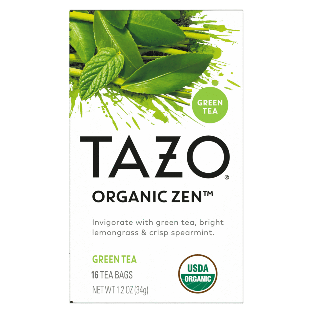 TAZO Organic Zen Green Tea Bags, Green Tea with Spearmint and Lemongrass, 16 Count