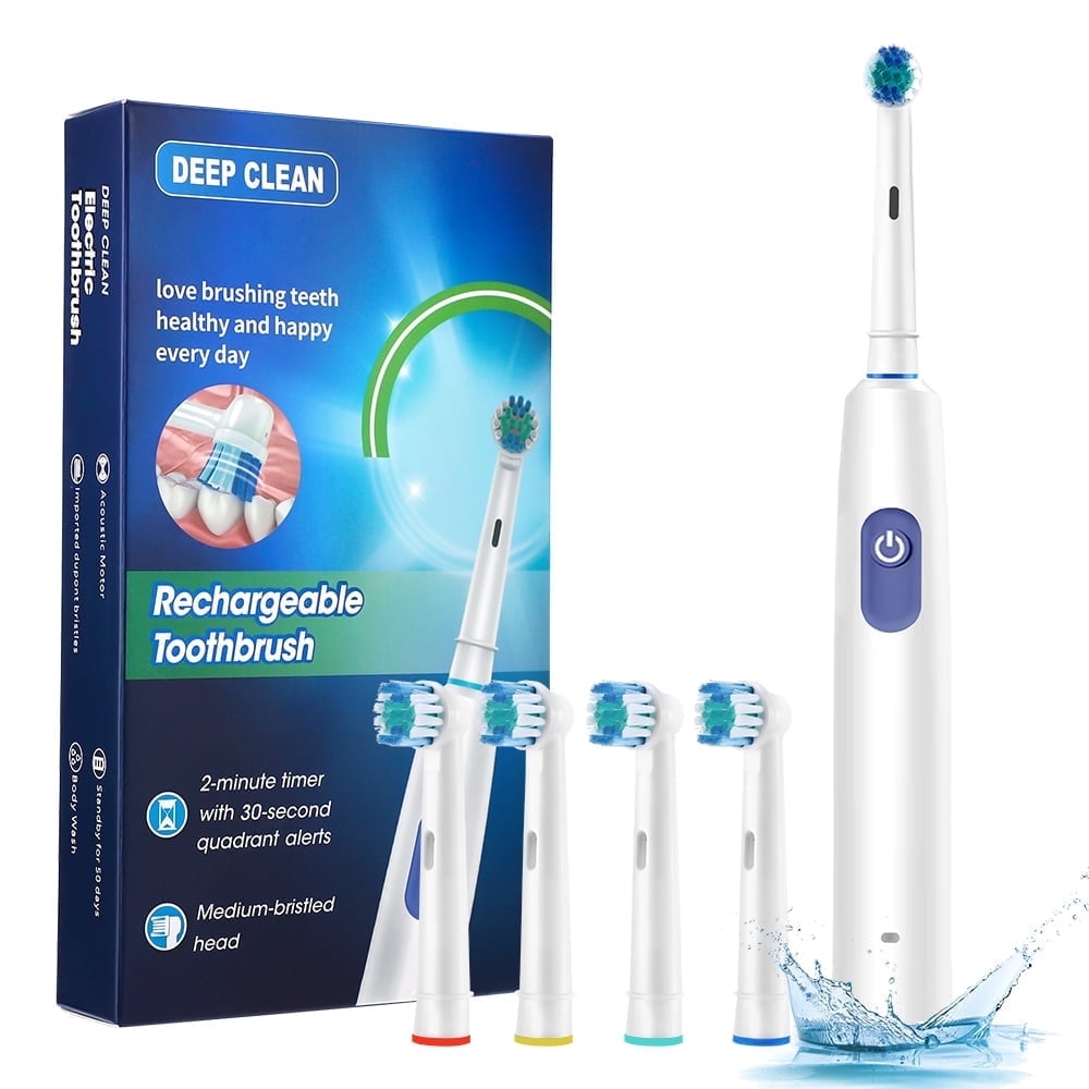 Flaremore Rotating Electric Toothbrush for Adults,600mAh Rechargeable Spin Ultrasonic Toothbrush with Plug-in Charging,5 Speed Adjustment Round Head Rotating and 2 Min Smart Timer,White