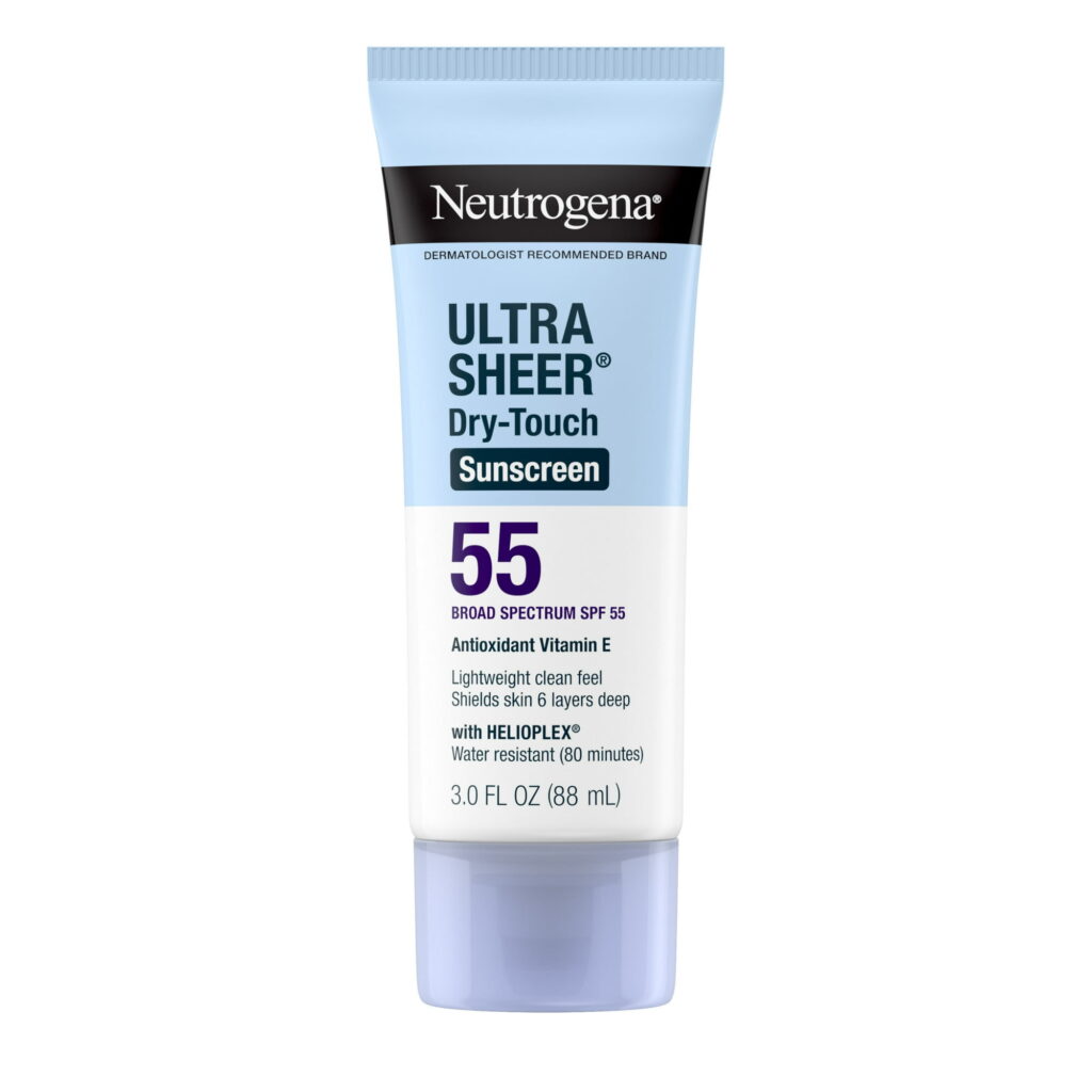 Neutrogena Ultra Sheer Sunscreen SPF 55 Body Sunscreen Lotion, Travel Size Sunscreen, 3 fl oz