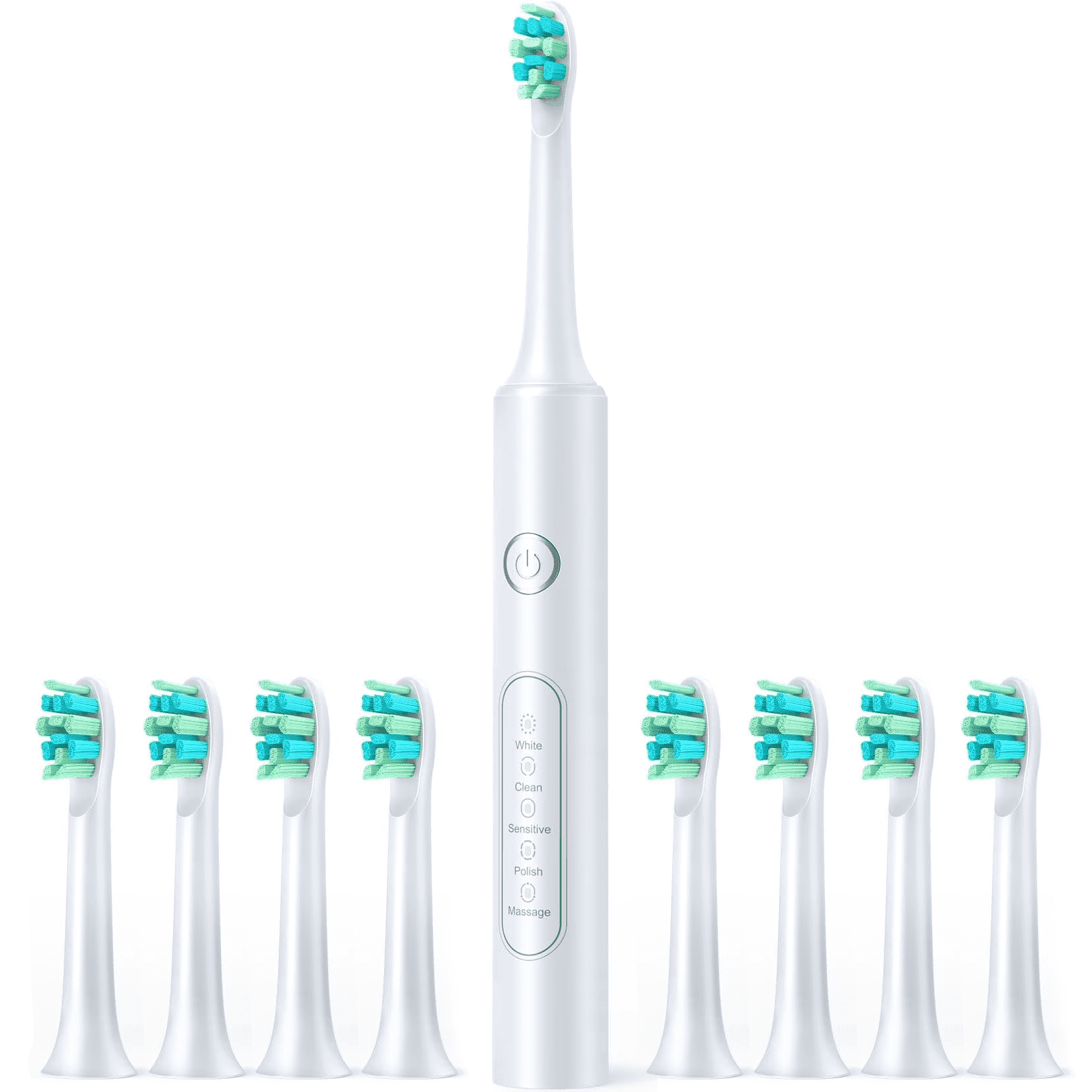Homitt Electric Toothbrush, 5 Modes & 8 Replaceable Brush Heads, 40000vpm Deep Clean, Electric Toothbrush for Adults Lasts 60 Days, 2 Minute Smart Time, for Travel, Gifts, White