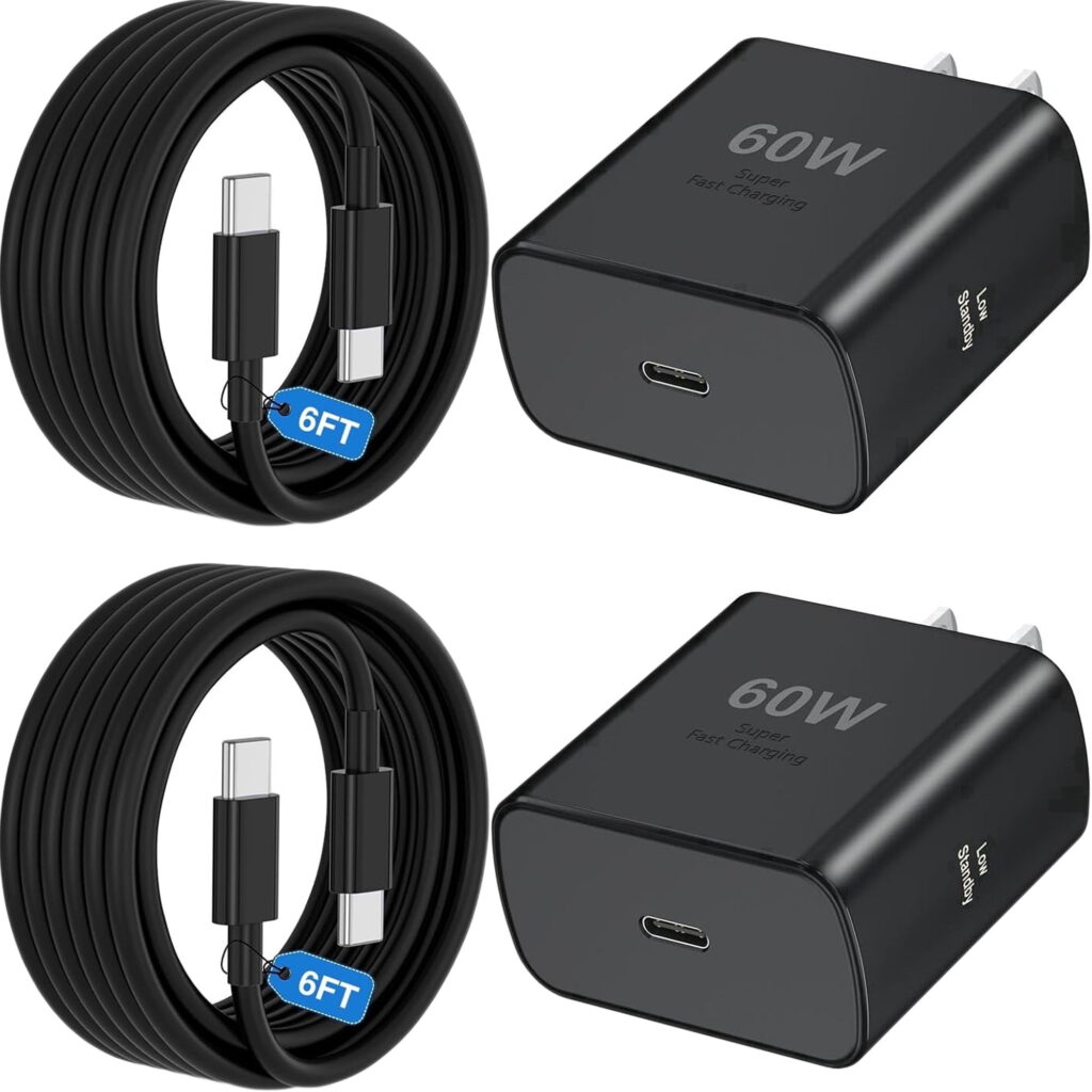 S26 Super Fast Charger USB C, 60W Type C Charger Fast Charging Android Phone Charger Block with 6FT USB C Chargers Fast Charging Cable Cord for Samsung Galaxy S26 Ultra/S26+/S26/S25Ultra/S25/S24/S23